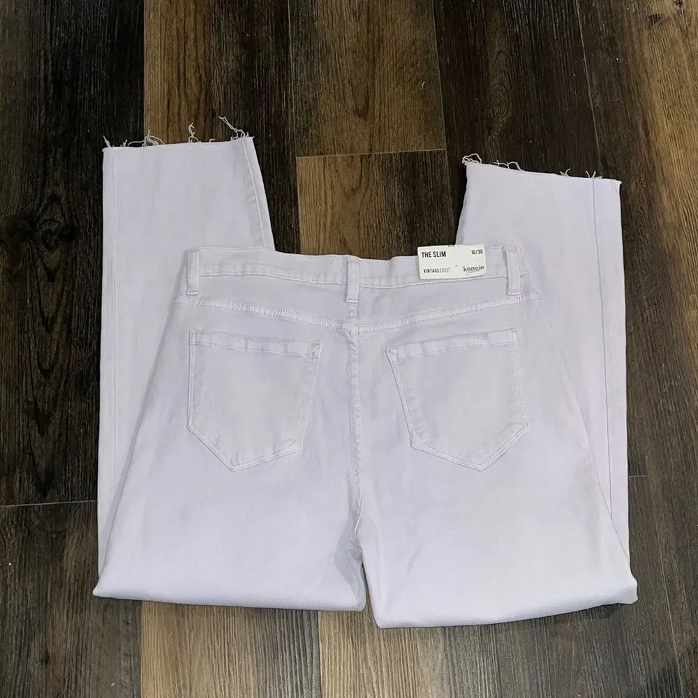 Kensie size 10/30 lilac denim slim fit with raw edge hem NWT - Picture 8 of 14